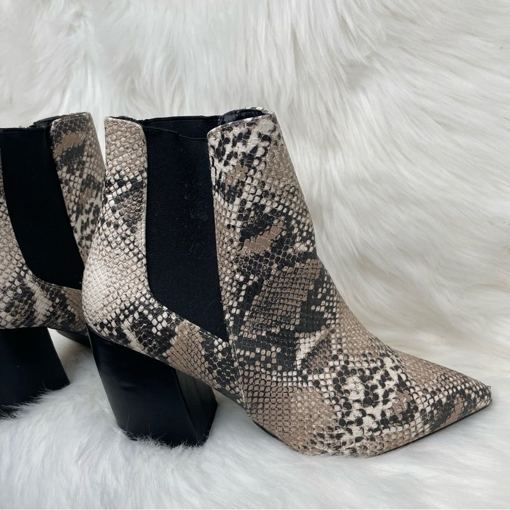 Qupid Snake Print Pointed Toe Ankle Boots - image 8